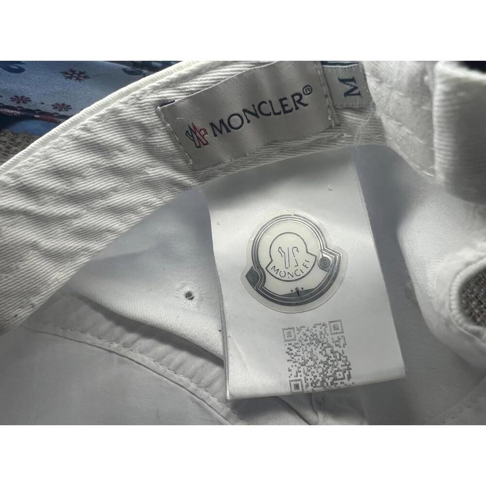 MONCLER cap BASEBALL Baseball hat with logo patch white cotton mens - Picture 7 of 8